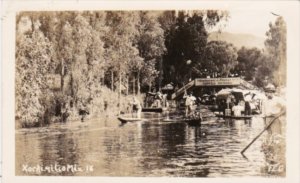 Mexico Xochimilco Canal Scene Showing Boats Real Photo