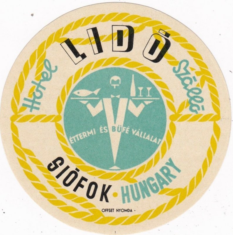 Hungary Siofok Hotel Lido Szallo Vintage Luggage Label lbl0314