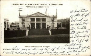 1905 Portland OR Expo Lewis & Clark Massachusetts Bldg Postcard USED