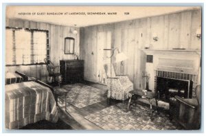 c1910 Interior Guest Bungalow Lakewood Skowhegan Maine Vintage Unposted Postcard