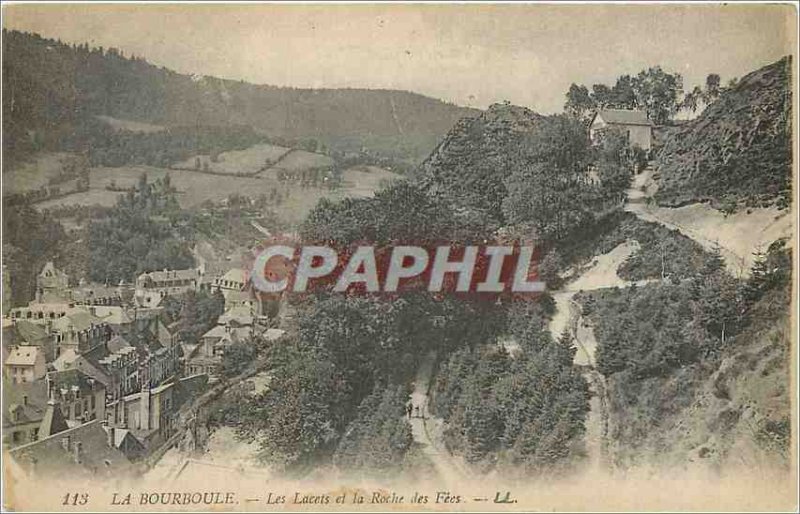 Old Postcard La Bourboule laces and Roche of fees