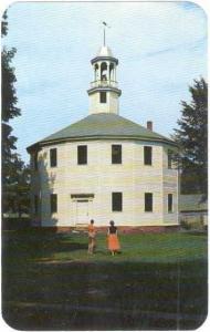 Round Church Historic Landmark in the Green Mountains, Vermont VT, Chrome