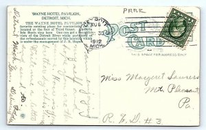 DETROIT, MI Michigan ~ WAYNE HOTEL PAVILION for Conventions 1912 Postcard