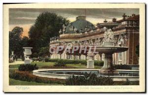 Old Postcard Potsdam Sanssouci Schlob mit Schalen Fontaine