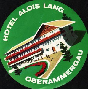 Hotel Alois Lang  Oberammergau  Luggage Label    Germany