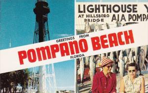 Florida Greetings From Pompano Beach Showing Lighthouse