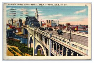 High Level Bridge Cleveland Ohio OH Linen Postcard V21