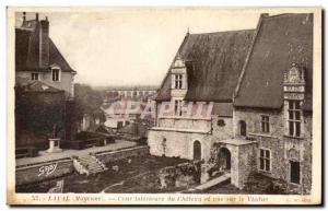 Old Postcard Mayenne Inner courtyard of the castle overlooking the viaduct