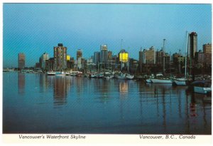 Waterfront Skyline, Vancouver, British Columbia, Chrome Postcard