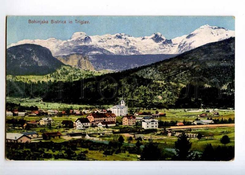 236441 SLOVENIA Bohinijska Bistrica in Triglav 1923 year RPPC