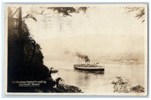 1921 S.S. Princess Charlotte Entering Vancouver Harbour RPPC Photo Postcard