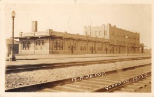 RPPC Northern Pacific Depot GLENDIVE Montana Railroad 1924 Vintage Postcard