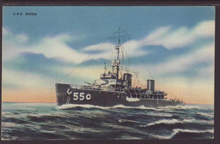 Minesweeper USS Raven Postcard 4422