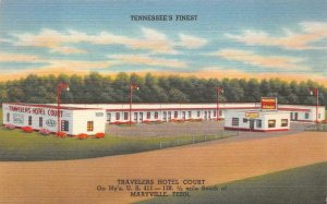 TRAVELER'S HOTEL COURT MARYVILLE TENNESSEE POSTCARD (1940s)