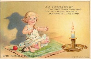 Advertising Postcard Swift's Pride Soap Washing Powder Baby Bunting Lamb Shadow