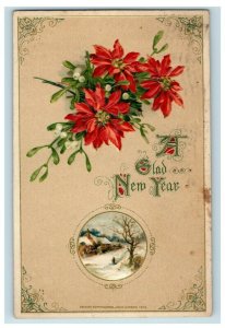 c.1910 John Winsch Poinsettia New Years Vintage Postcard P51