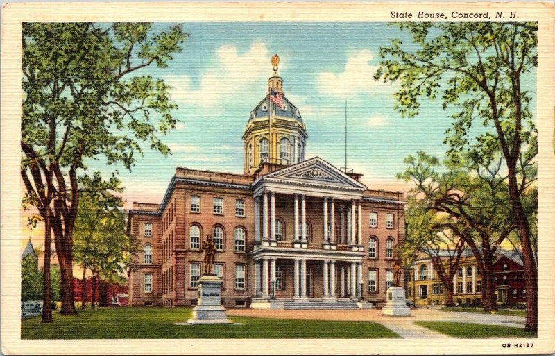 State House Concord New Hampshire NH Linen Postcard VTG UNP WOB Curteich Vintage 