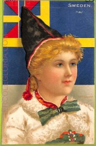ad2740 - SWEDEN - VINTAGE POSTCARD - FLAG