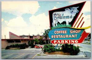 Vtg Ocala Florida FL The Brahma Restaurant Fiat Jolly Old Car 1960s Postcard 