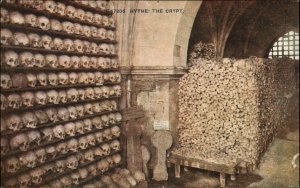 Hythe England Catacomb MaCabre Skulls Death, Skeletons c1910 Postcard