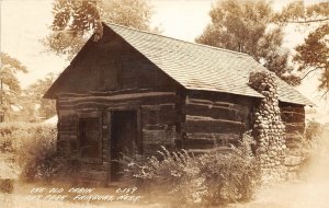 J7/ Fairbury Nebraska RPPC Postcard c1942 The Old Log Cabin City Park 73