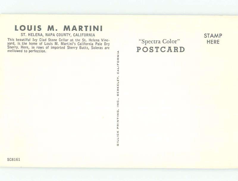 Pre-1980 LOUIS MARTINI SHERRY FACTORY St. Helena Near Napa & Santa Rosa CA E6826