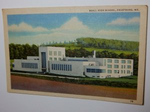 Vintage 1940s BEALL HIGH SCHOOL Frostburg Maryland Postcard