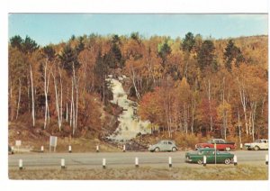 Duchesnay Sheeney Falls, North Bay, Ontario, Vintage Chrome Postcard, Old Cars