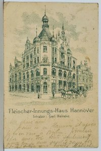 Germany Hannover 1902 Fleischer-Innungs-Haus Inhaber Carl Heineke Postcard K10