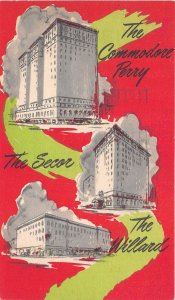 Toledo Ohio 1952 Postcard Hotel Secor Commodore Perry & The Willard