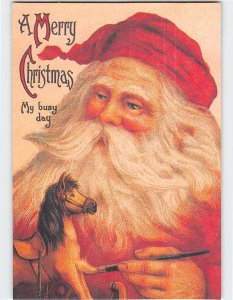 Postcard A Merry Christmas My busy day with Santa Horse Christmas Art Print