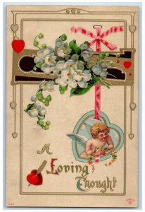 Valentine Loving Thought Hanging Heart Angel Flowers Philadelphia PA Postcard 