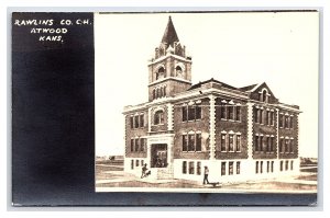 Rawlins Co. C. H. (Court House) Atwood Kans. Kansas Real Photo Postcard RPPC