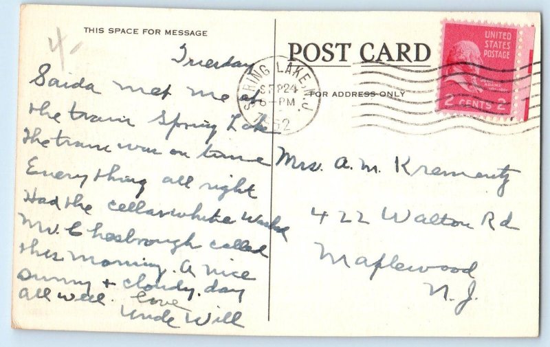 1952 Manasquan New Jersey NJ Vintage Postcard National Bank Ship Boat Building