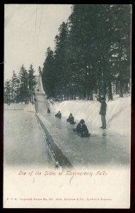 h2914 - MONTMORENCY FALLS Quebec Postcard 1910s Sport Tobogganing by Hartmann