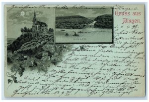 1898 Greetings from Bingen Rhineland-Palatinate Germany Moonlight Postcard