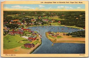 1946 Airplane View Harwich Port Cape Cod Massachusetts Wychmere Harbor Postcard