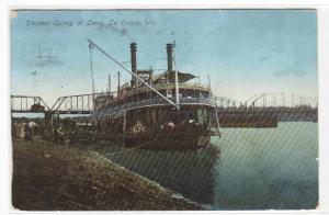 Steamer Quincy at Levee La Crosse Wisconsin 1912 postcard