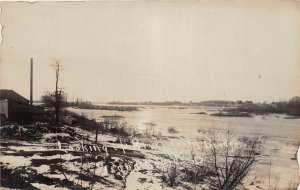 J29/ Grand Rapids Ohio RPPC Postcard c1910 Looking Up River from Bridge 40