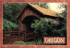 Covered Bridge on a Rural Oregon Road