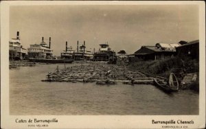 Barranquilla Colombia Shipping Scene Ships Used c1915 Real Photo Postcard