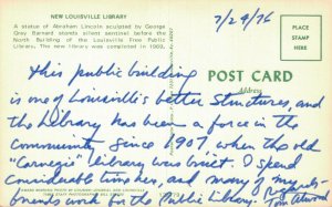 USA New Louisville Library Kentucky Vintage Postcard 07.86