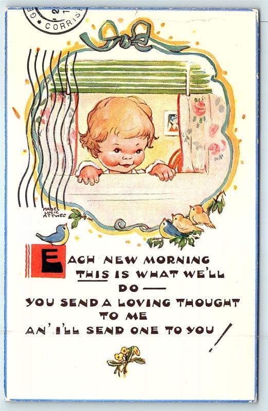 Postcard A/S Mabel Attwell Each New Morning Send Me a Loving Thought A2