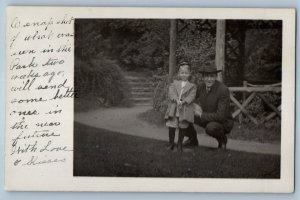 1908 Father And Son At Park Seattle Washington WA RPPC Photo Antique Postcard