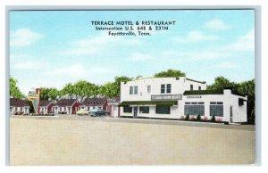 FAYETTEVILLE, TN ~ Roadside TERRACE MOTEL & Restaurant c1950s Cars Postcard