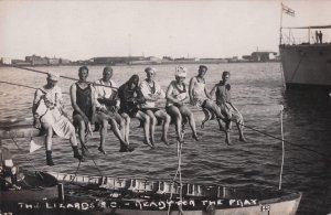 The Lizard Cornwall Amazing Old Swimmers Tightrope Old Postcard