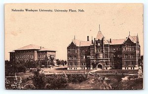 UNIVERSITY PLACE, NE Nebraska ~ WESLEYAN UNIVERSITY Buildings 1909  Postcard