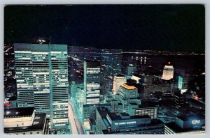 Montreal Quebec Canada Aerial Night View From CIBC Building, 1961 Postcard