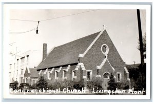 Livingston Montana MT Postcard Congregational Church c1940's RPPC Photo