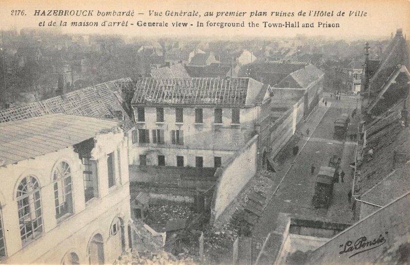 Lot298 hazebrouck bombarde ww1 military town hall and prison france